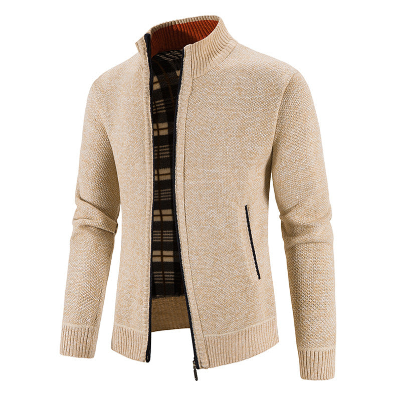 Cardigan homme col montant aspect piqué