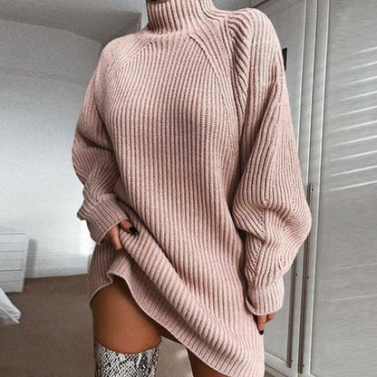 Pull pour femme maille épaisse col montant asymétrique