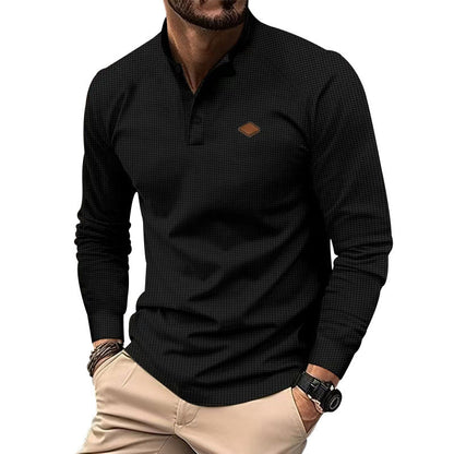 T-shirt à manches longues structuré et moderne pour homme, avec boutons