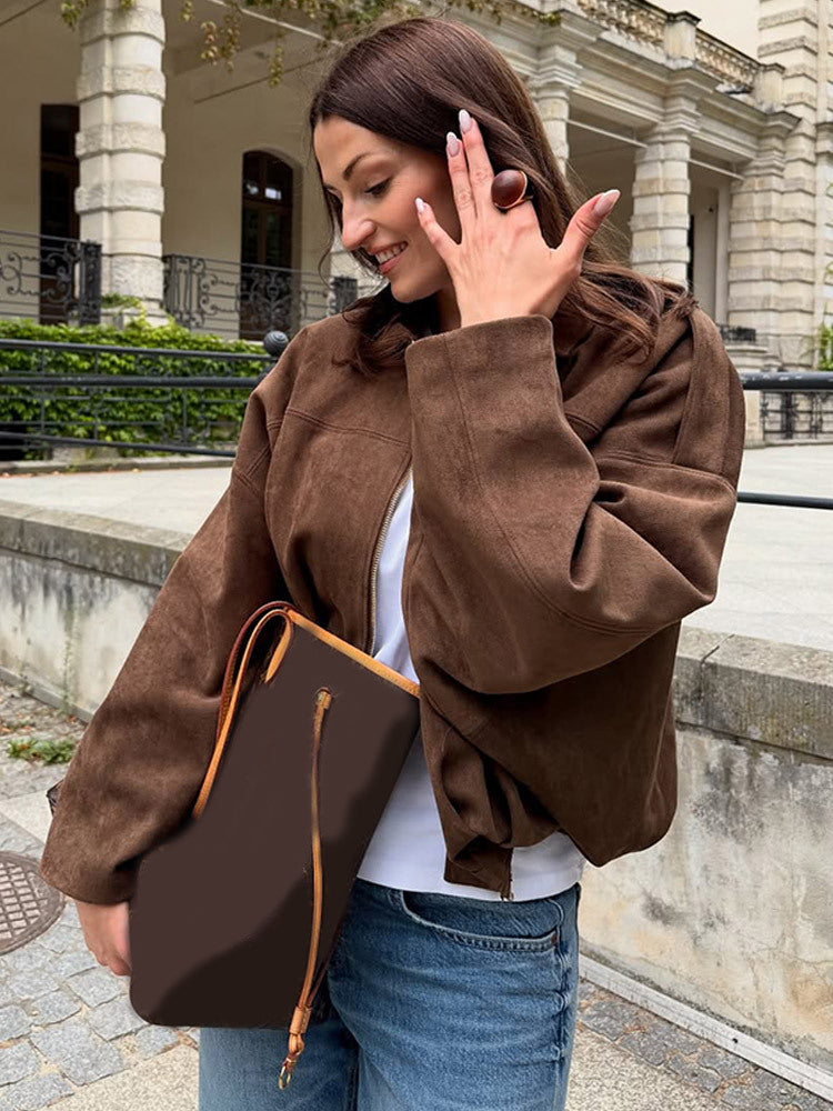Blouson en cuir oversize tendance pour femme