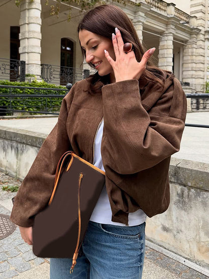 Blouson en cuir oversize tendance pour femme