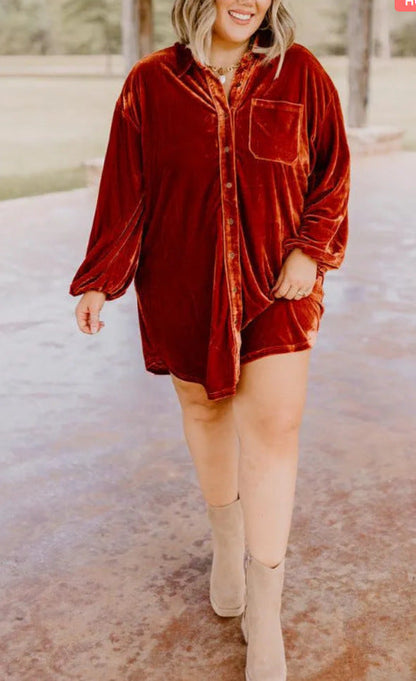 Robe en velours pour femme Douce Élégance