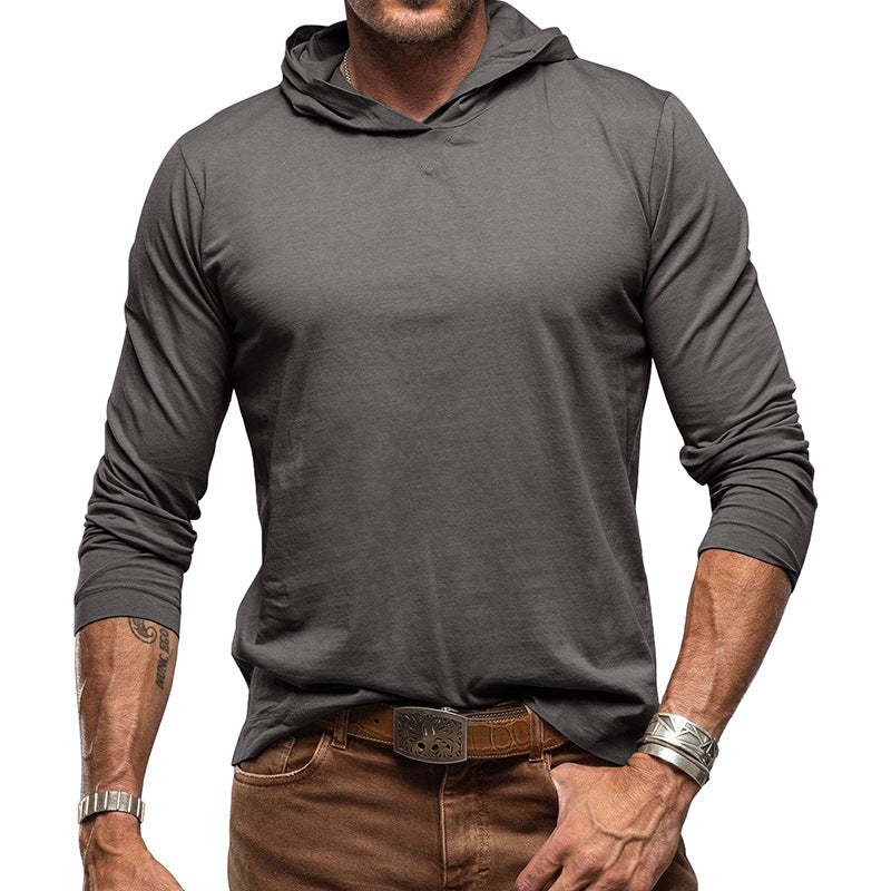 Sweat-shirt à capuche coupe slim manches longues style léger