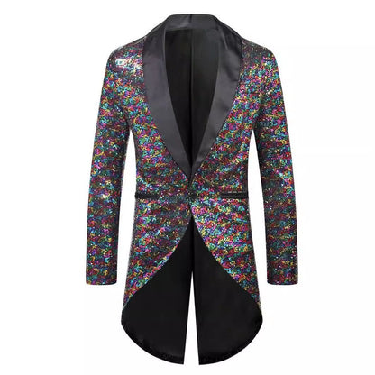 Blazer de costume pour homme, effet pailleté, élégant, col châle