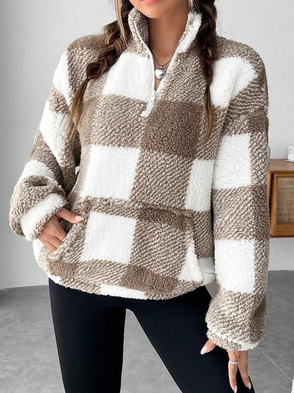 Veste polaire femme chaude avec fermeture éclair et poches