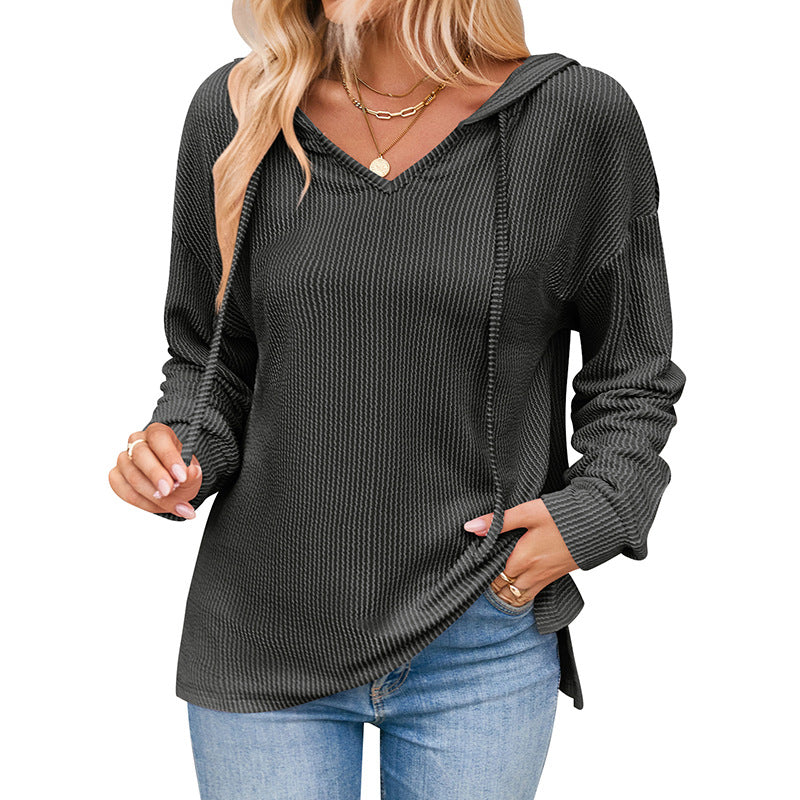 Pull femme décontracté col V style casual