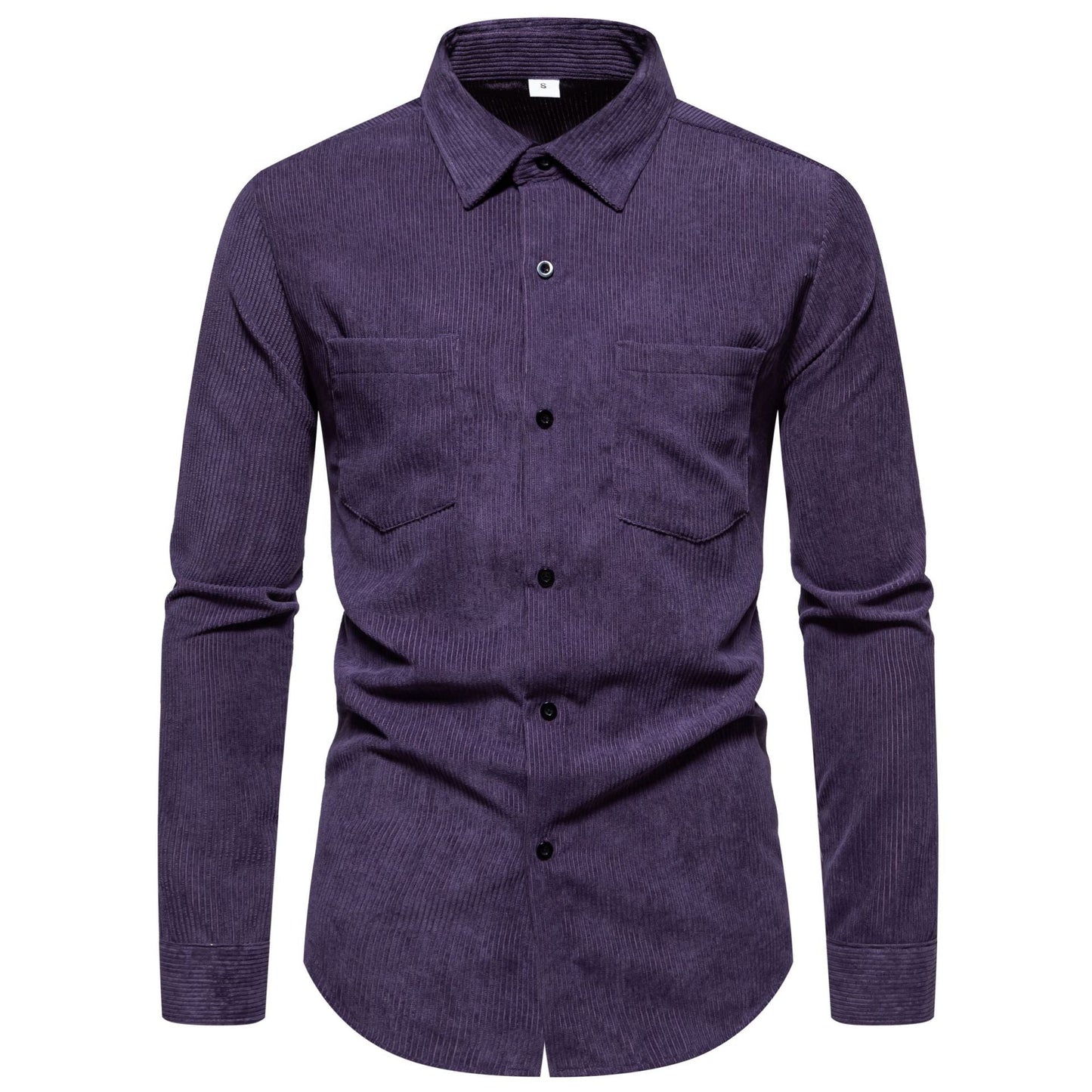 Chemise en velours côtelé pour homme Classique Élégante Poche poitrine