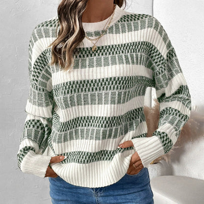 Robe col rond avec double bande contrastante