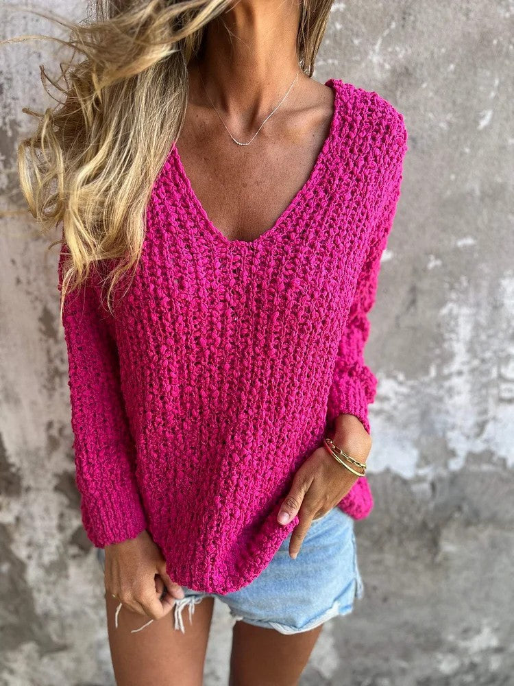 Pull col V femme décontracté chic