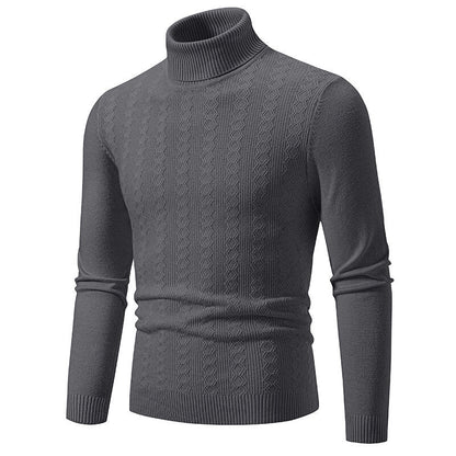 Pull-over homme col roulé tricot torsadé