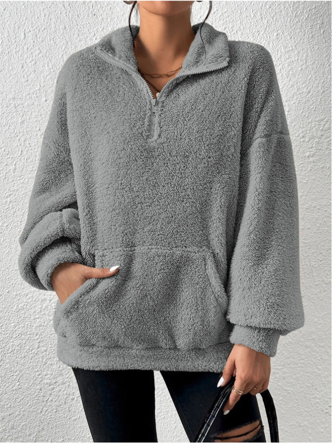 Polaire Femme Douce Col Montant Poches