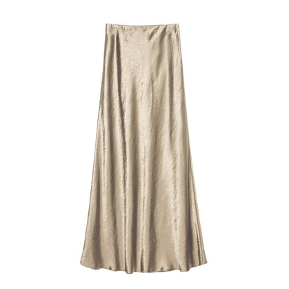 Jupe longue femme élégante en satin de viscose, robe de luxe