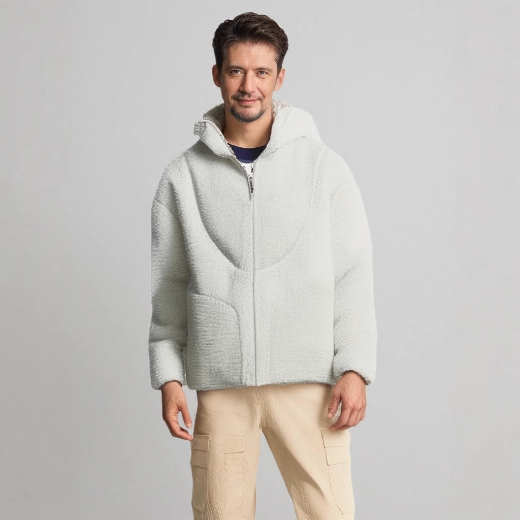 Veste teddy pour homme Confortable Coutures contrastées Veste d'hiver