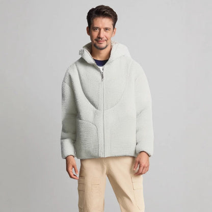 Veste teddy pour homme Confortable Coutures contrastées Veste d'hiver