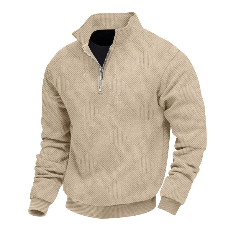 Pull en maille pour homme, col montant, moderne, fermeture éclair