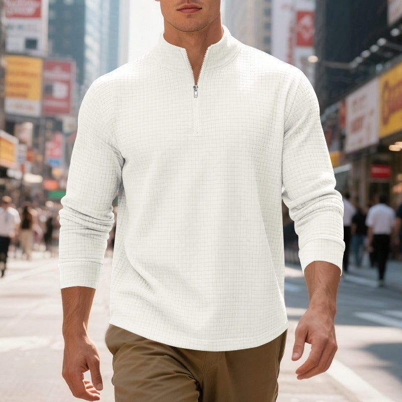 Pull sport homme structuré moderne demi-fermeture éclair