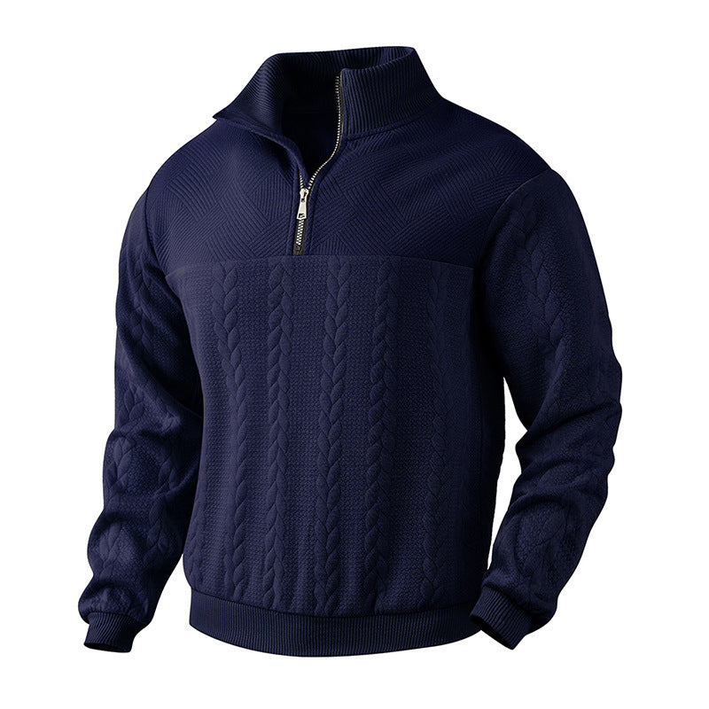 Pull tricoté homme, col montant moderne, fermeture éclair