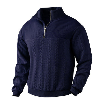 Pull tricoté homme, col montant moderne, fermeture éclair