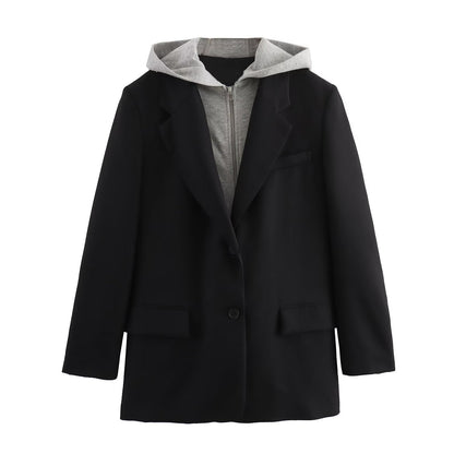 Blazer élégant pour femme avec capuche amovible moderne