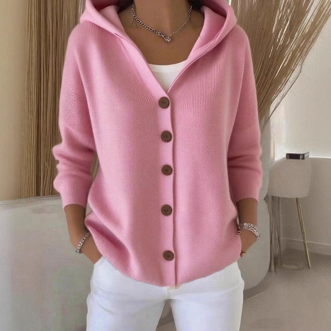 Damen Strickjacke Kapuze Modern Lässig - IdealeKleiden
