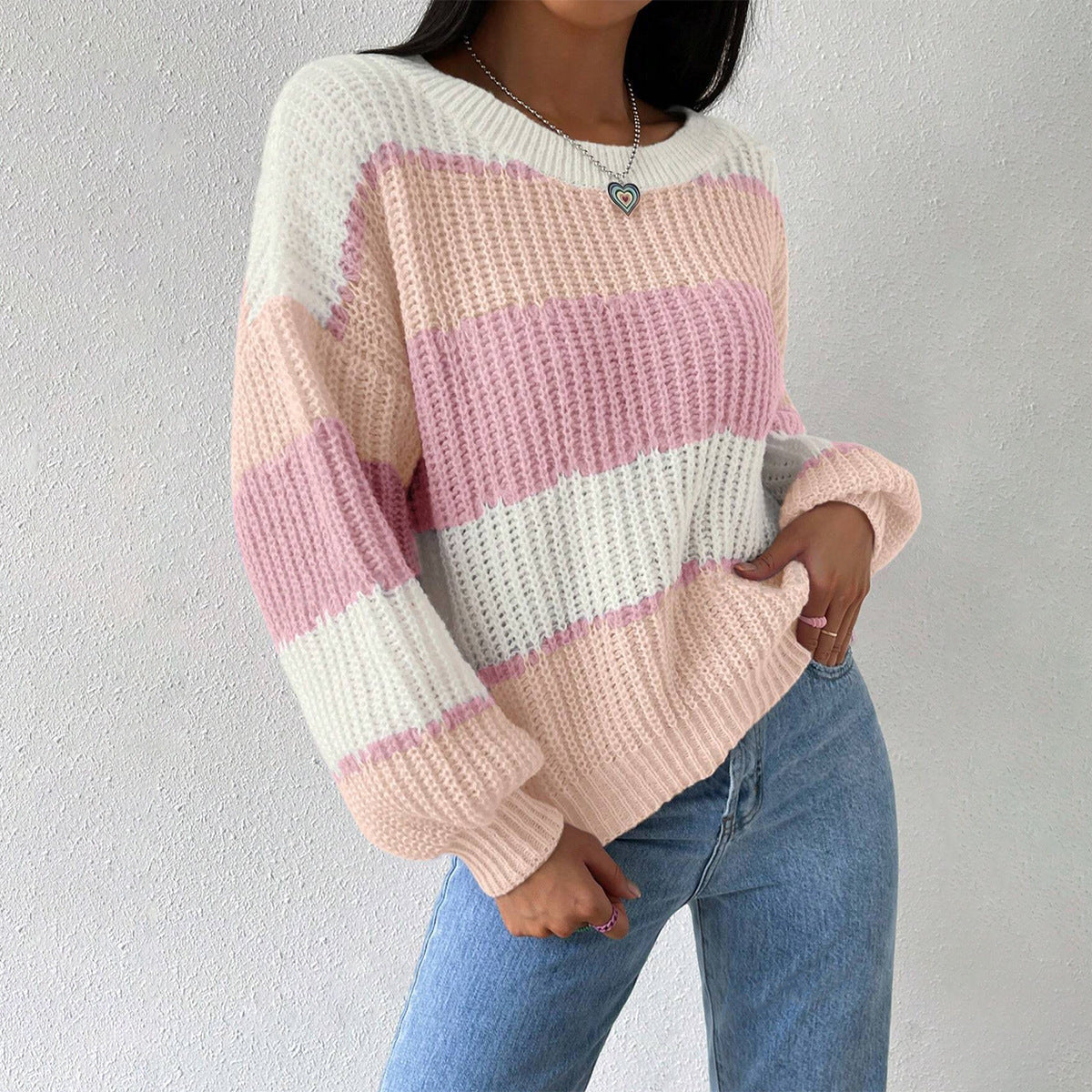 Grand pull en tricot grande taille à manches longues