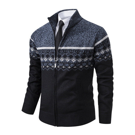 Herren Strickjacke Modern Hochkragen Design - IdealeKleiden