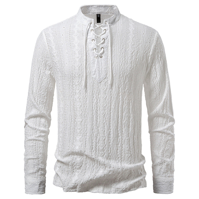 T-shirt à manches longues homme, détail laçage, style moderne