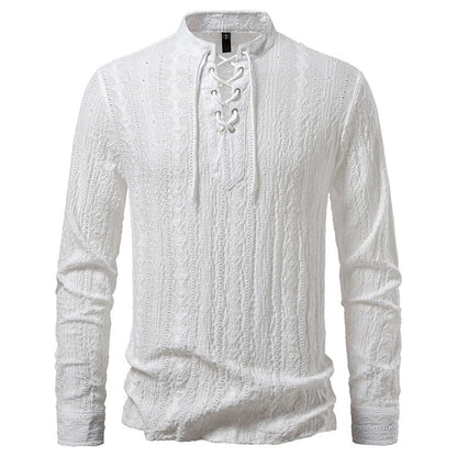 T-shirt à manches longues homme, détail laçage, style moderne
