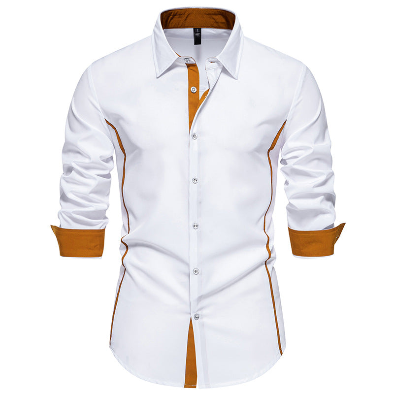 Chemise homme manches longues Coupe Moderne Coutures Contrastantes