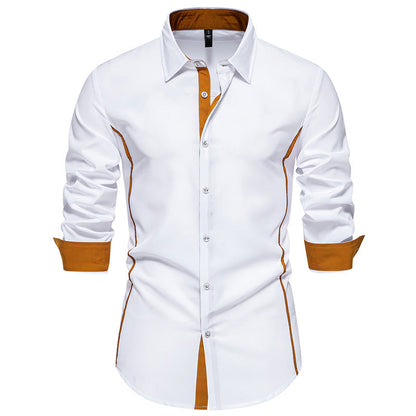 Chemise homme manches longues Coupe Moderne Coutures Contrastantes