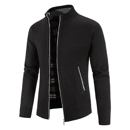 Cardigan homme col montant aspect piqué