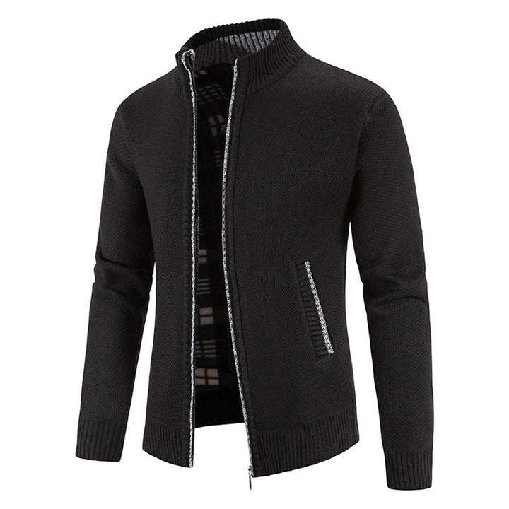 Cardigan homme col montant aspect piqué