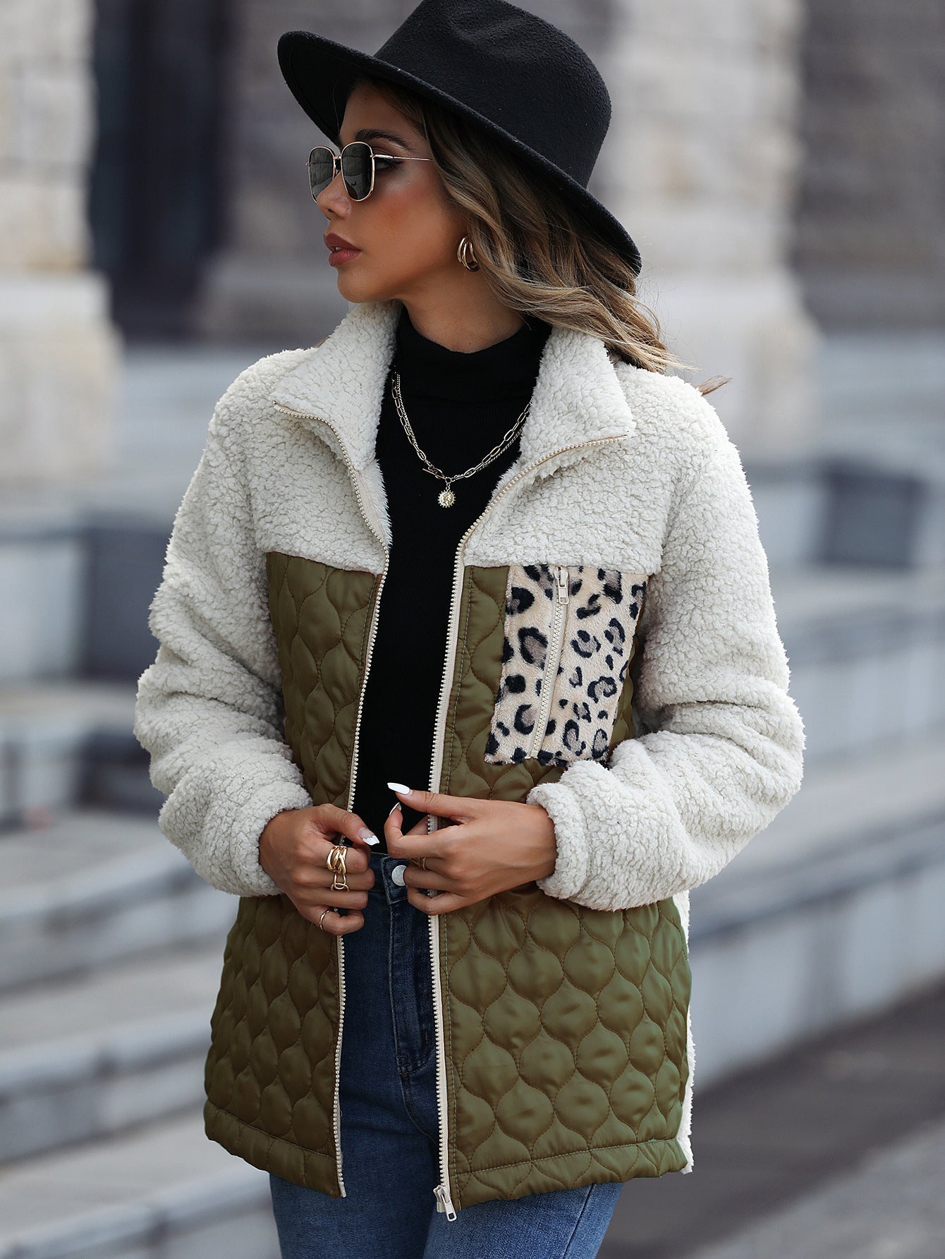 Veste polaire femme avec motif animalier tendance