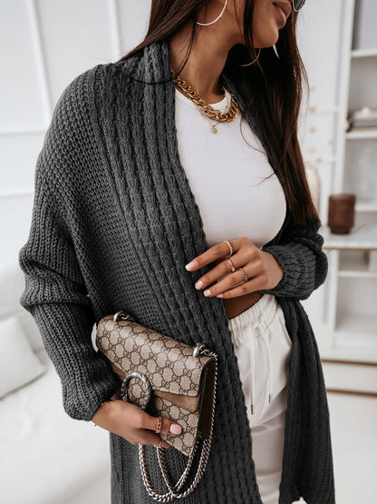 Gilet en tricot à manches longues, aspect laineux, ample et lacé