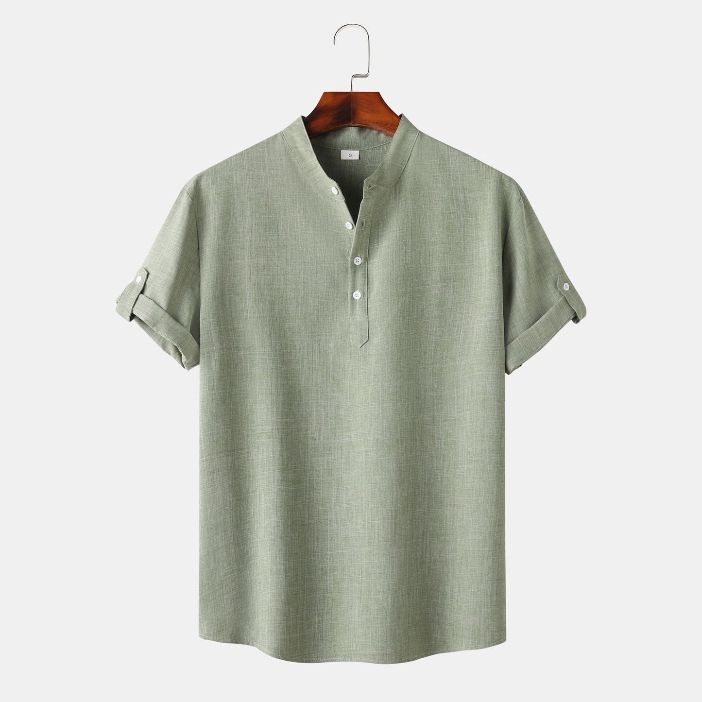 Chemise à manches courtes pour homme, style Henley moderne