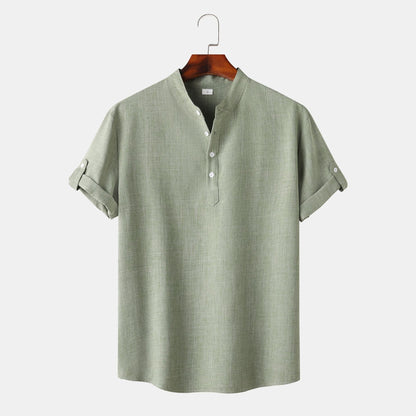 Chemise à manches courtes pour homme, style Henley moderne