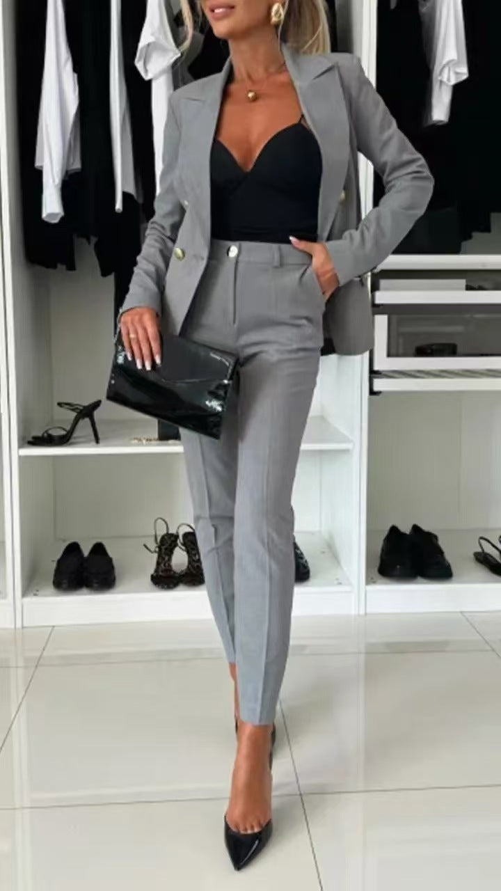 Blazer tendance coupe slim croisé costume de bureau