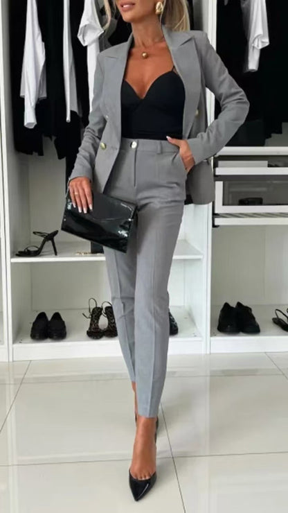 Blazer tendance coupe slim croisé costume de bureau