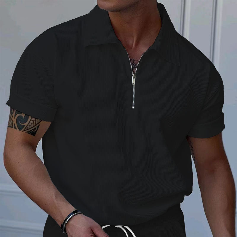 Polo-shirt homme manches courtes effet texturé