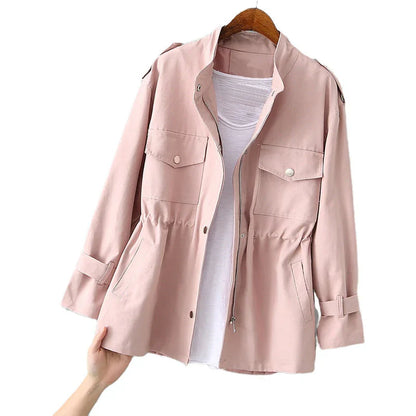 Veste d'extérieur pratique avec ceinture à la taille et poches multifonctions