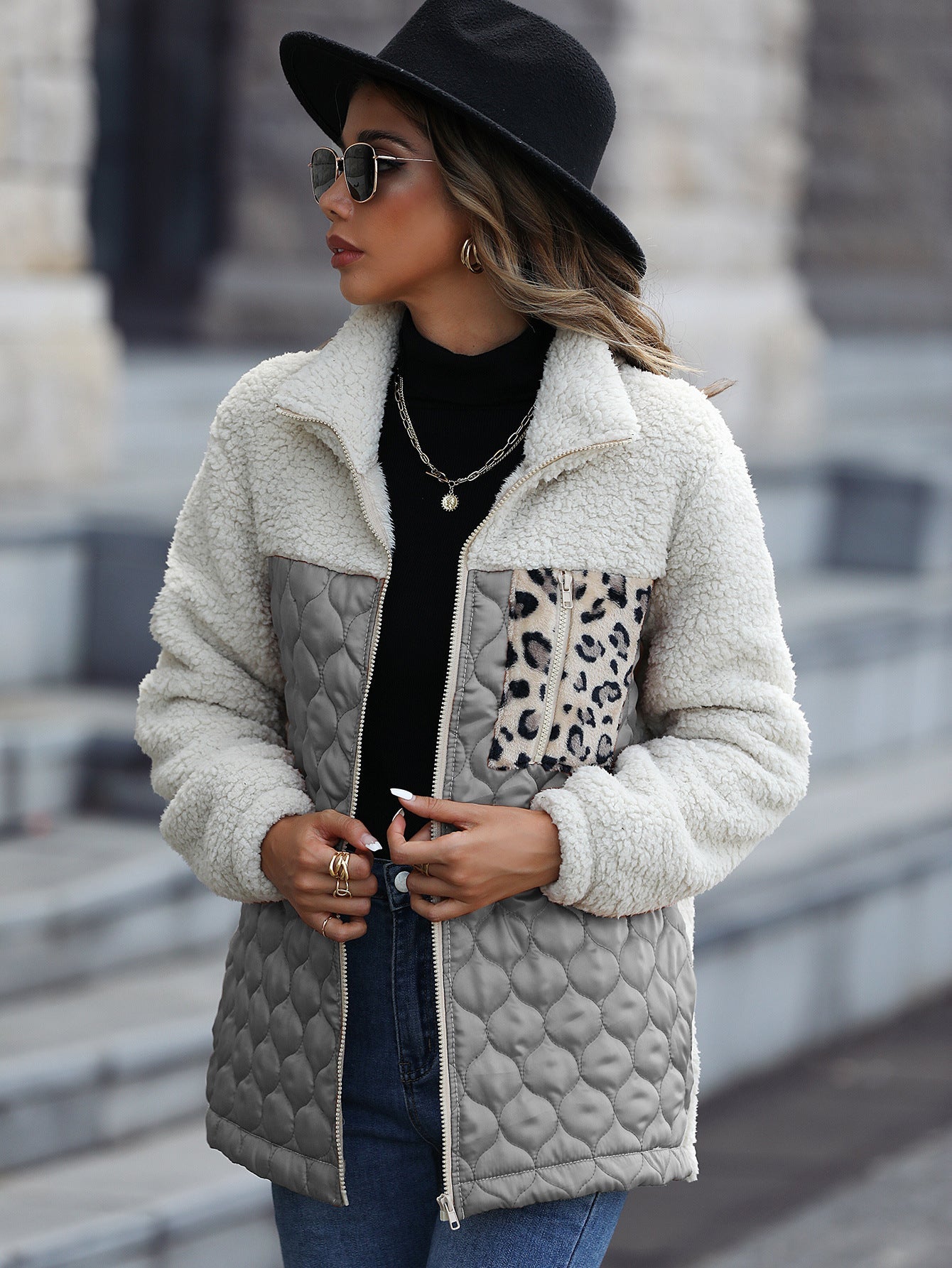 Veste polaire femme avec motif animalier tendance