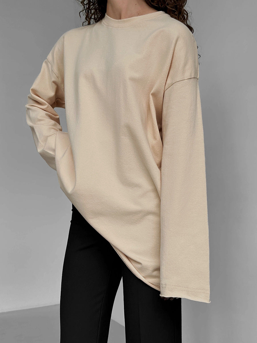 T-shirt oversize à manches longues pour femme, de haute qualité, moderne