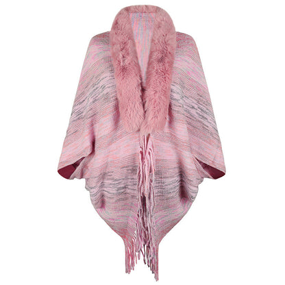 Poncho élégant pour femmes avec col en fausse fourrure