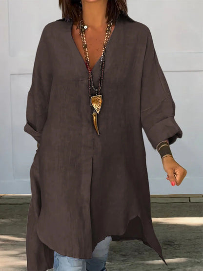 Tunique en lin élégante asymétrique pour femme