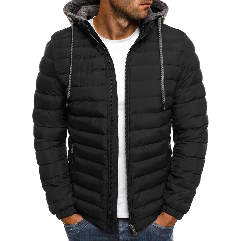 Doudoune matelassée légère pour homme avec capuche et col montant
