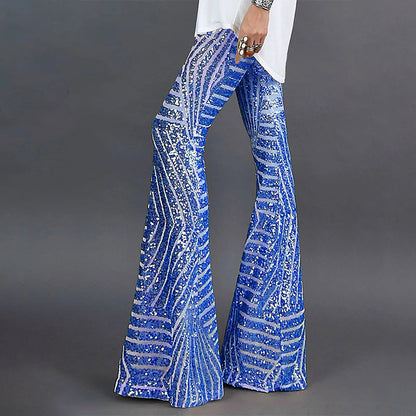 Pantalon de fête pailleté, coupe évasée et design à sequins