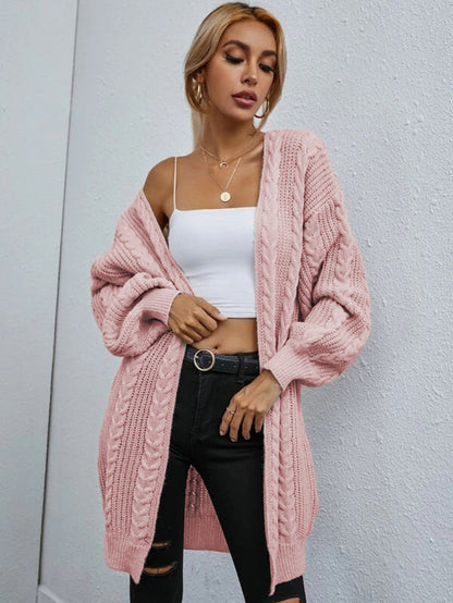 Cardigan femme grosse maille oversize décontracté tressé