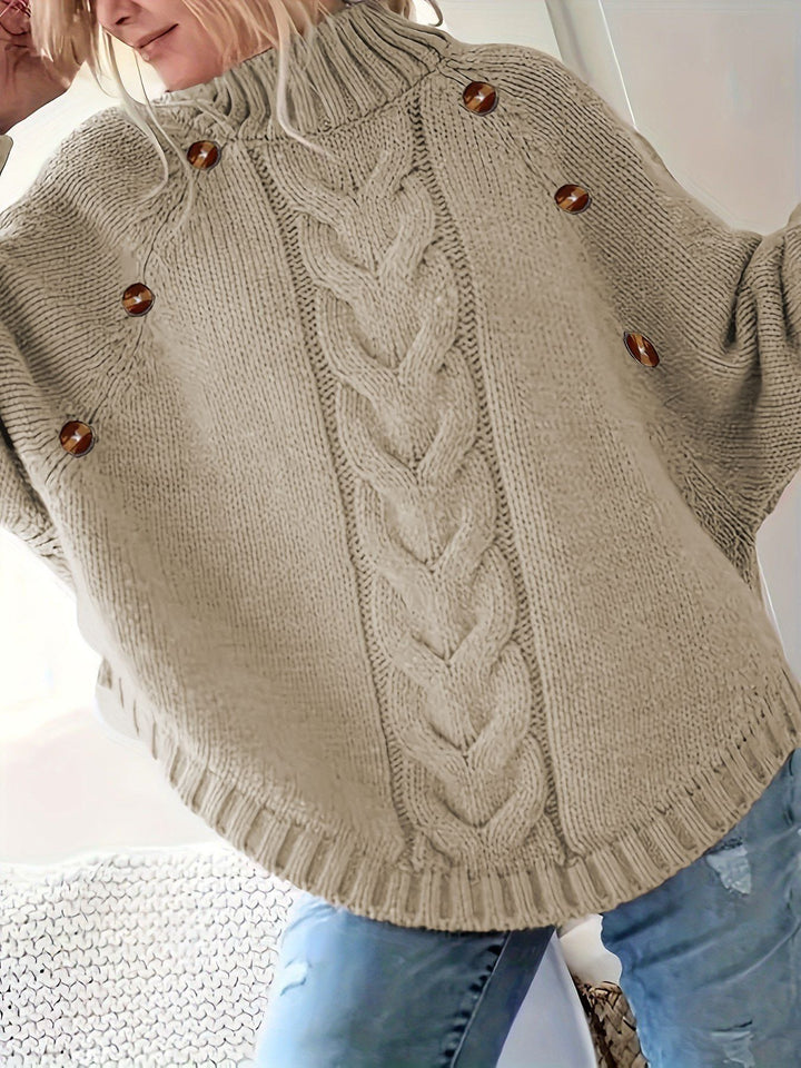 Pull en tricot femme oversized col montant élégant