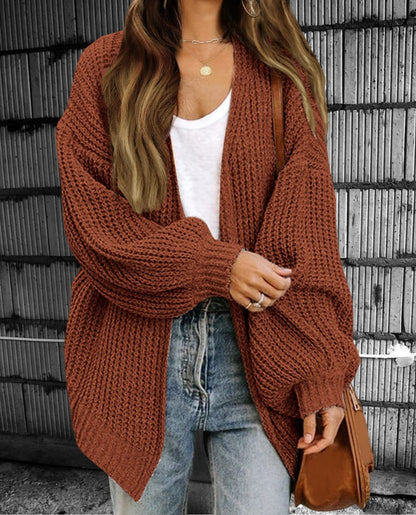 Cardigan oversize ouvert en grosse maille