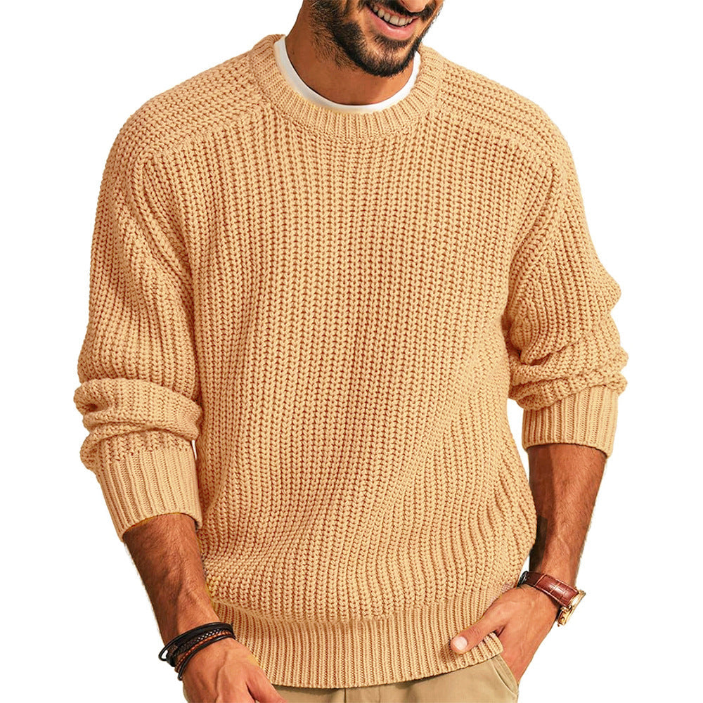 Pull-over homme grosse maille col rond décontracté élégant